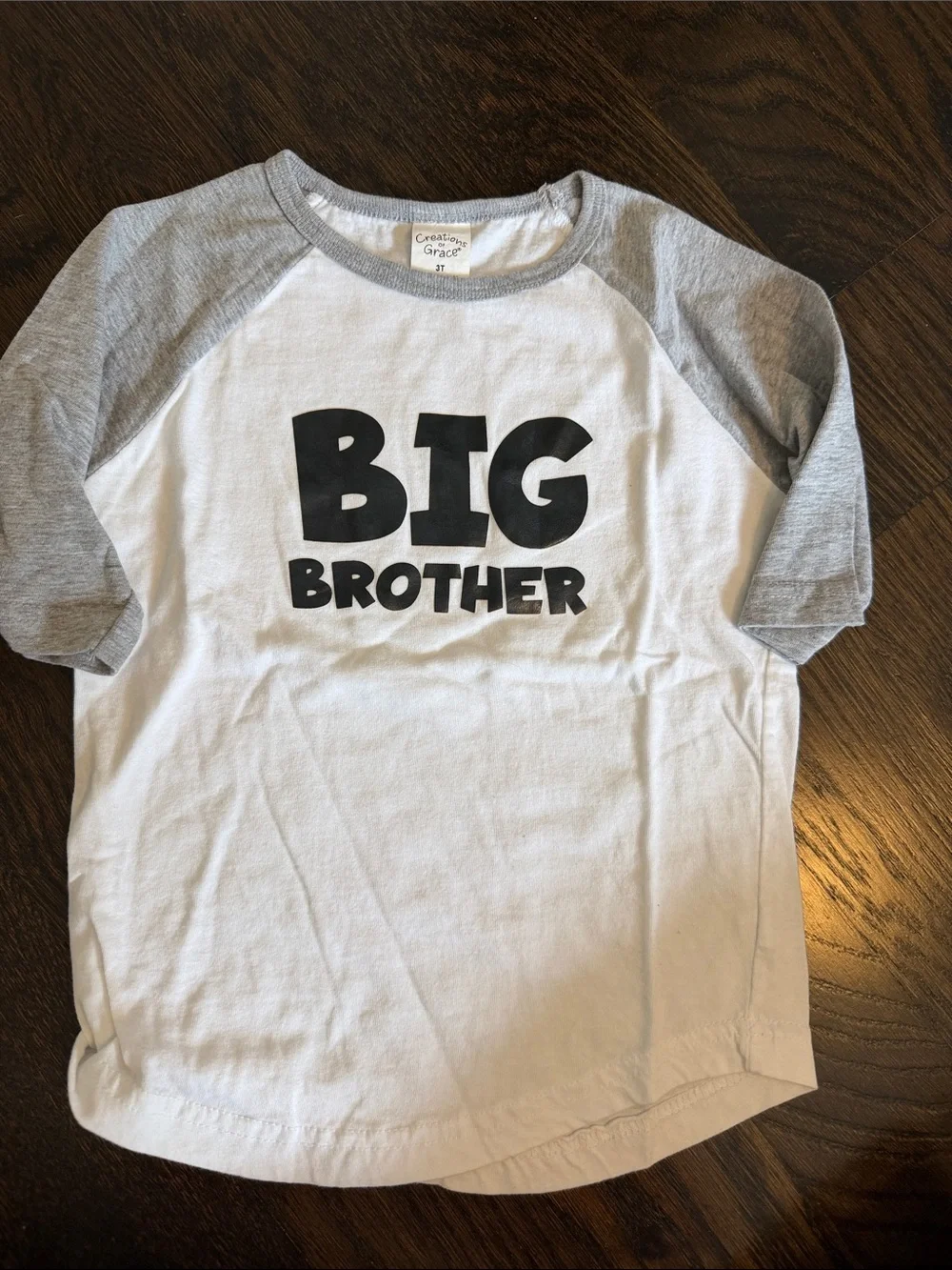 Big Brother Raglan Tee in White and Gray